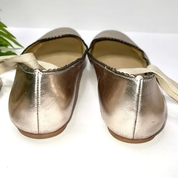 VIA SPIGA Leather Platinum Metallic Ballet Flats Size 8.5M