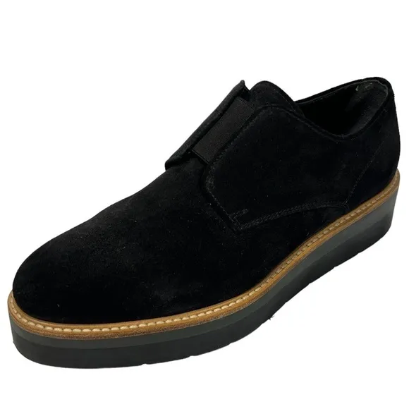 VINCE Black Davy Slip-on Oxford Suede Platform Shoes Size 7