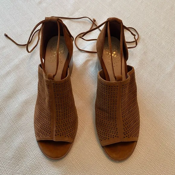 Vince Camuto brown leather suede sandals