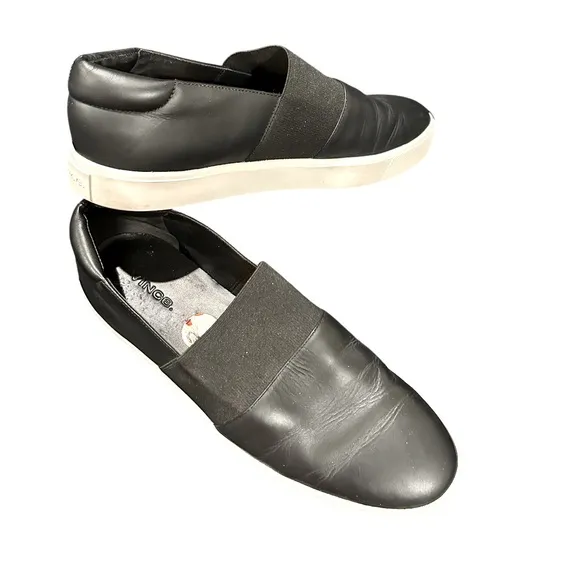VINCE CORBIN LEATHER Black Slip-On Shoes 9.5