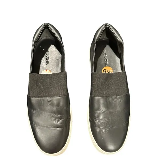 VINCE CORBIN LEATHER Black Slip-On Shoes 9.5