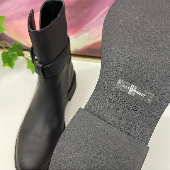 Vince Kaelyn Moto Waterproof Boots in Black Size 8.5