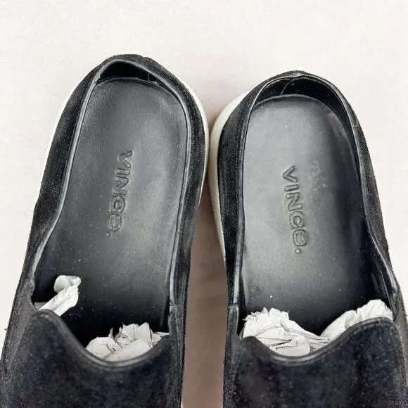 VINCE Verrell Black Suede Leather Slip On Mule Sneaker, Size US 7.5