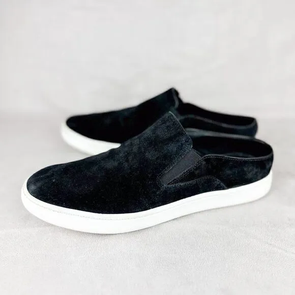 VINCE Verrell Black Suede Leather Slip On Mule Sneaker, Size US 7.5