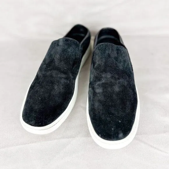 VINCE Verrell Black Suede Leather Slip On Mule Sneaker, Size US 7.5