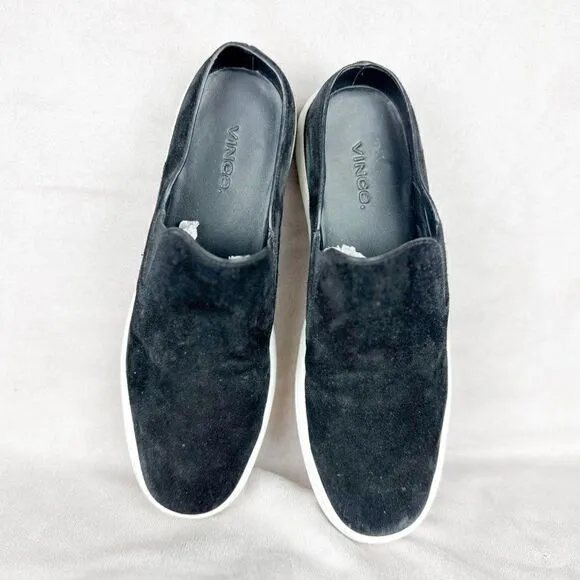 VINCE Verrell Black Suede Leather Slip On Mule Sneaker, Size US 7.5