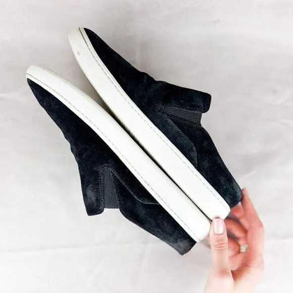 VINCE Verrell Black Suede Leather Slip On Mule Sneaker, Size US 7.5