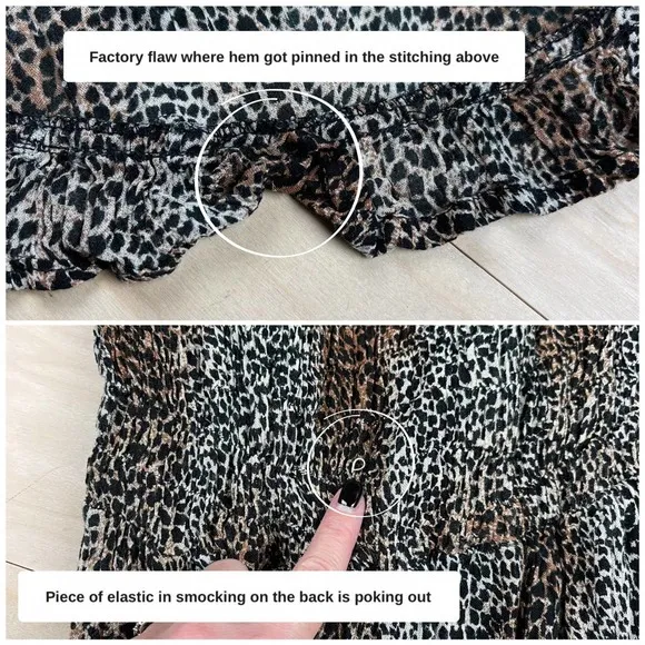Vintage 1990s Animal Print Long Sleeve Babydoll Mini Dress