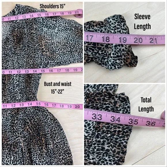 Vintage 1990s Animal Print Long Sleeve Babydoll Mini Dress