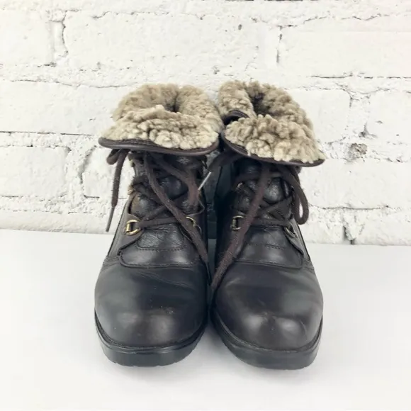 Vintage Barbo Sherpa Lined Heeled Combat Boots