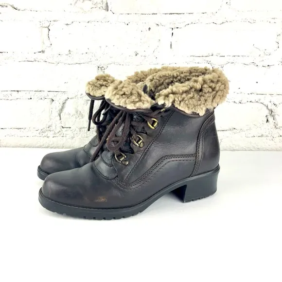 Vintage Barbo Sherpa Lined Heeled Combat Boots