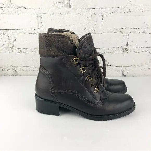 Vintage Barbo Sherpa Lined Heeled Combat Boots