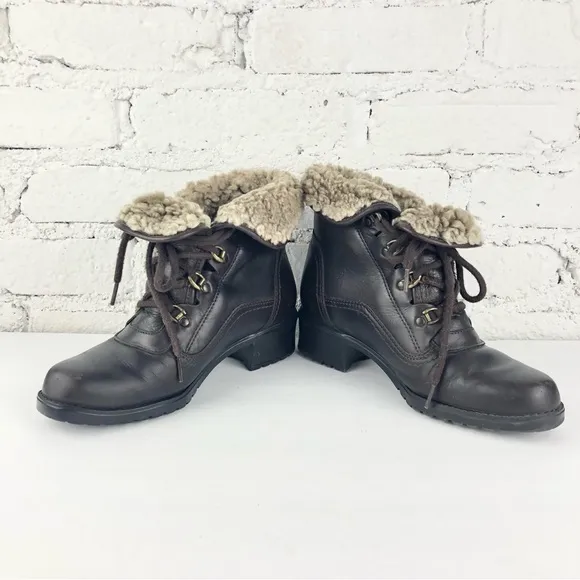 Vintage Barbo Sherpa Lined Heeled Combat Boots