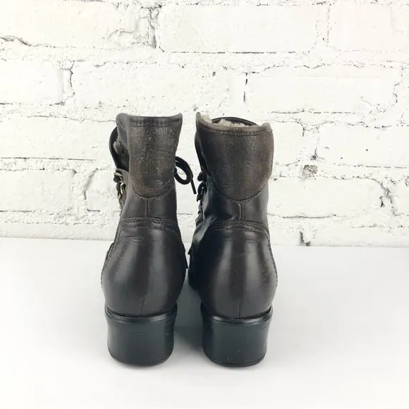 Vintage Barbo Sherpa Lined Heeled Combat Boots