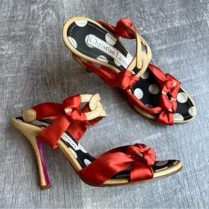 Vintage Christian Lacroix Heels Sandals Size 37 Orange Beige