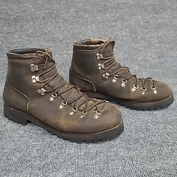 Vintage Dexter Brown Leather Hiking Mountain Boots Vibram Soles Men's US 13 USA