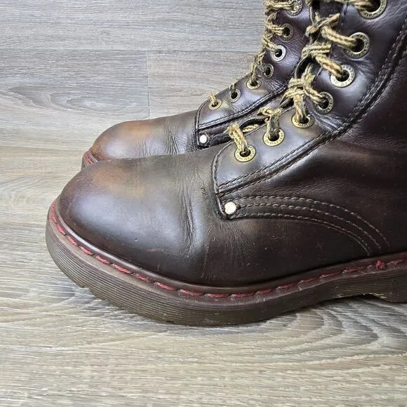 Vintage Dr Martens Men's Sz 9 Model 8459‎ England Brown Tall Work Boot READ