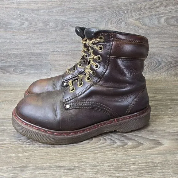 Vintage Dr Martens Men's Sz 9 Model 8459‎ England Brown Tall Work Boot READ
