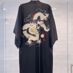 Vintage Kimono with Embroidered Dragons