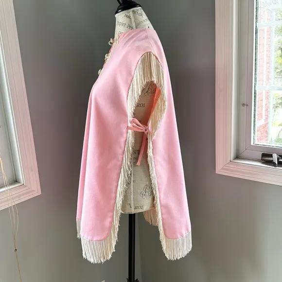 Vintage pink western fringe vest OS