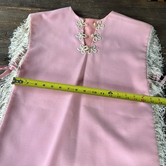 Vintage pink western fringe vest OS