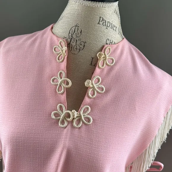 Vintage pink western fringe vest OS