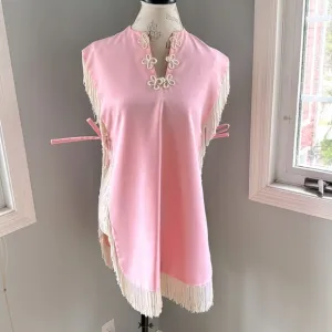Vintage pink western fringe vest OS