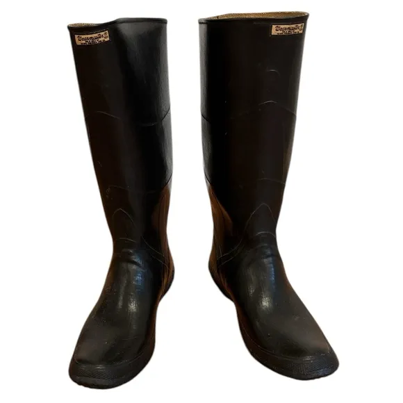 VINTAGE SEARS &amp; ROEBUCK WEARMASTER 424 RUBBER BLACK TALL BOOTS GORPGORE SZ 11.5