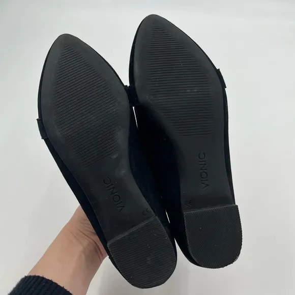 Vionic Black Savannah Suede Leather Slip On Loafers Size 7
