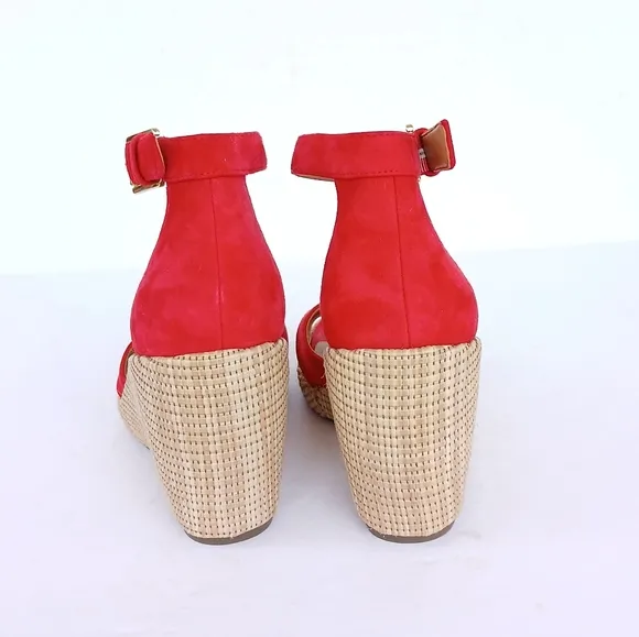 Vionic Marina Red Wedge Sandals Strappy 7.5