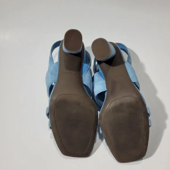Vionic  Yasmin Garnet  Block Heels Strappy Blue  Sandals  Sz 7.5