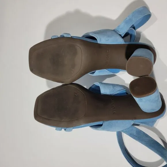 Vionic  Yasmin Garnet  Block Heels Strappy Blue  Sandals  Sz 7.5