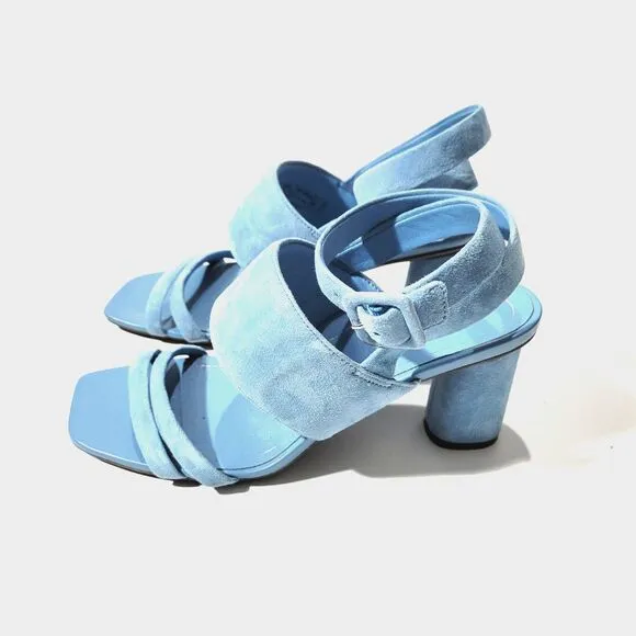 Vionic  Yasmin Garnet  Block Heels Strappy Blue  Sandals  Sz 7.5
