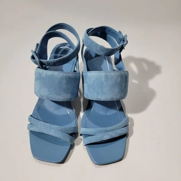 Vionic  Yasmin Garnet  Block Heels Strappy Blue  Sandals  Sz 7.5