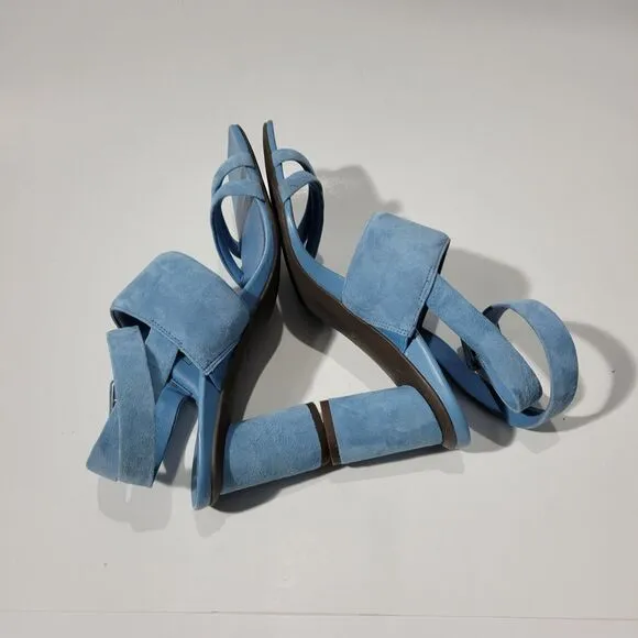 Vionic  Yasmin Garnet  Block Heels Strappy Blue  Sandals  Sz 7.5