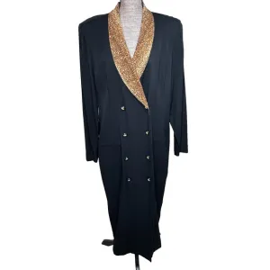 VTG 90s Danny &amp; Nicole Blazer Dress Womens Size 18Tall Double Breasted Leopard