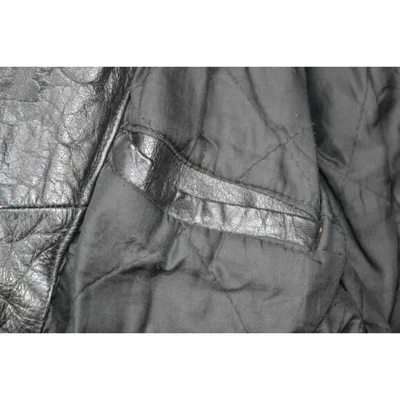 VTG Frontier Genuine 38 Leather‎ Jacket Black Biker Punk Zip Y2K 80s