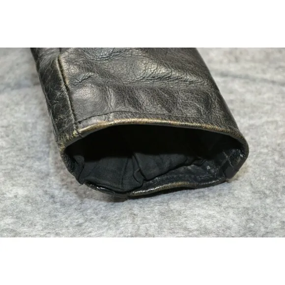 VTG Frontier Genuine 38 Leather‎ Jacket Black Biker Punk Zip Y2K 80s