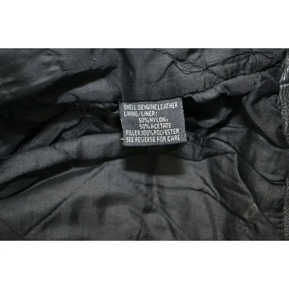 VTG Frontier Genuine 38 Leather‎ Jacket Black Biker Punk Zip Y2K 80s