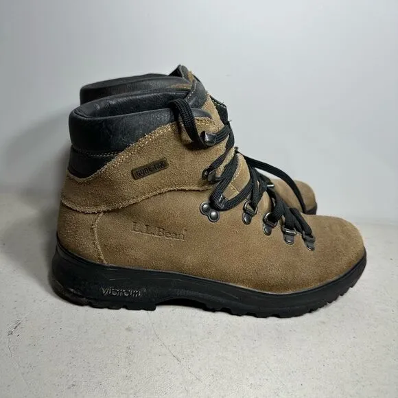 Vtg LL Bean Gore-Tex Mountaineering Leather Hiking Boots Vibram Men’s Size 7,5