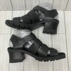 VTG Made In Brazil Gladiator Fisherman Black Chunky Heels Sandals 90s 7 M