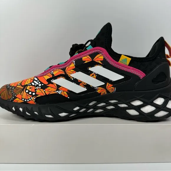 WEB BOOST DAY OF THE DEAD MENS RUNNING SHOE PRIMEKNIT MONARCH BUTTERFLIES ORANGE