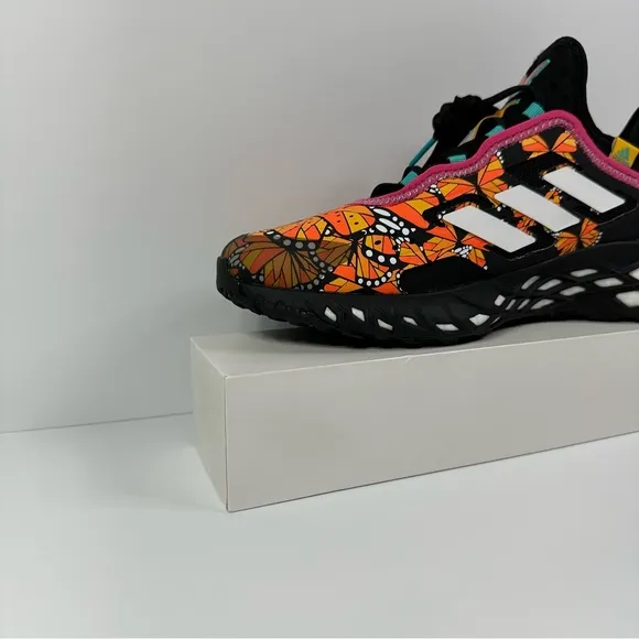 WEB BOOST DAY OF THE DEAD MENS RUNNING SHOE PRIMEKNIT MONARCH BUTTERFLIES ORANGE