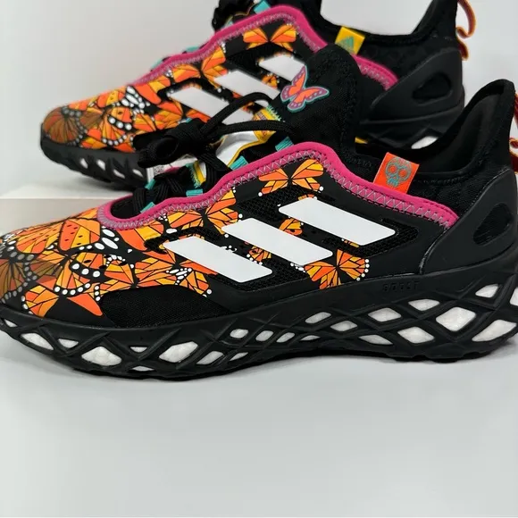 WEB BOOST DAY OF THE DEAD MENS RUNNING SHOE PRIMEKNIT MONARCH BUTTERFLIES ORANGE