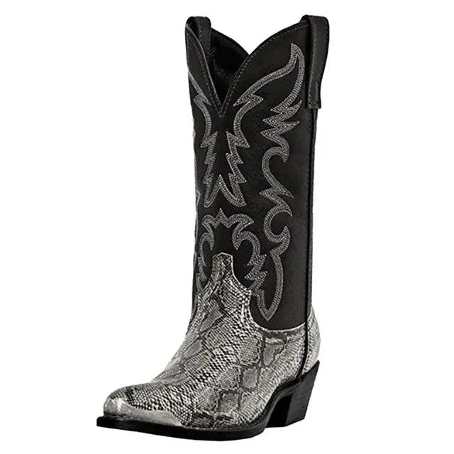Western Cowboy Boots Mid-Calf Pointed Toe