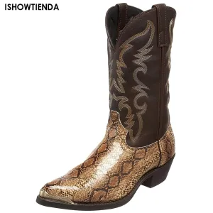 Western Cowboy Boots Mid-Calf Pointed Toe