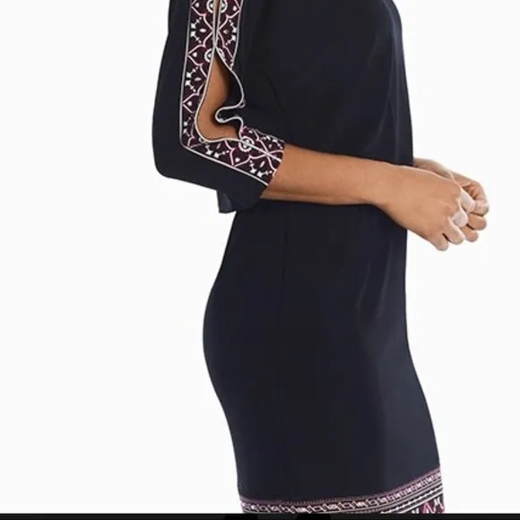 WHBM - Slit Sleeve Embroidered Blouson Dress