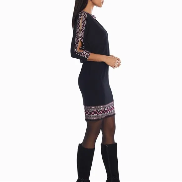 WHBM - Slit Sleeve Embroidered Blouson Dress