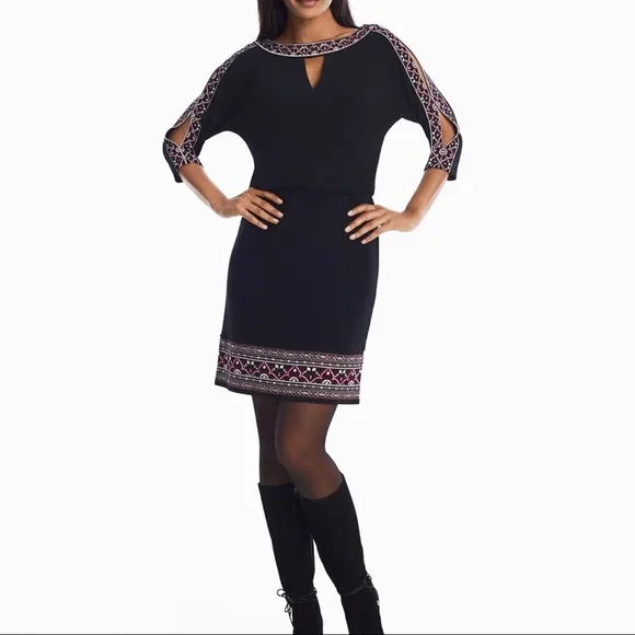 WHBM - Slit Sleeve Embroidered Blouson Dress