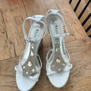 White House Black Market rhinestone  wedge sandals